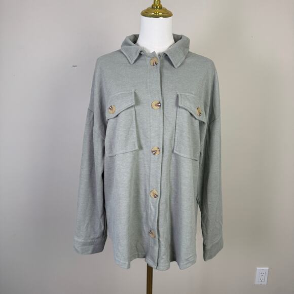 Hippie Rose Button Up Longsleeve Ribbed Shirt US Women's M - Picture 1 of 7